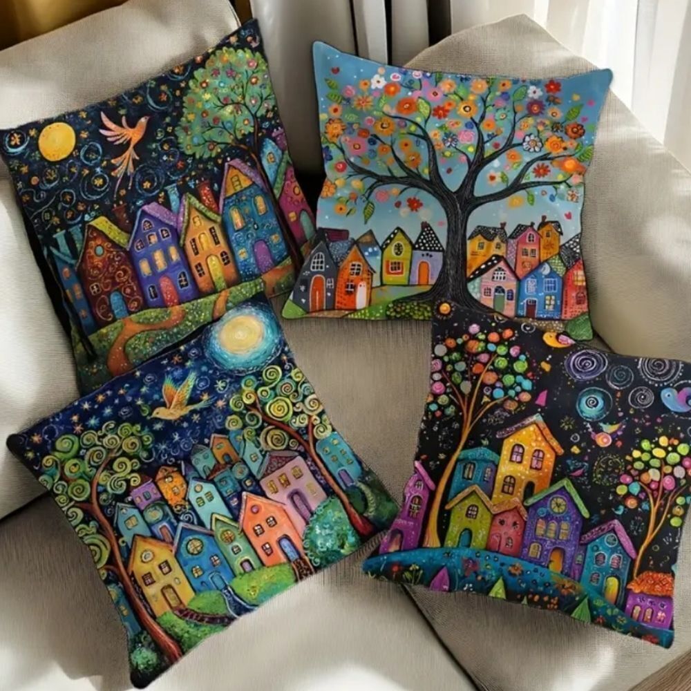 Colorful Artistic 4pc. Pillow Covers Set